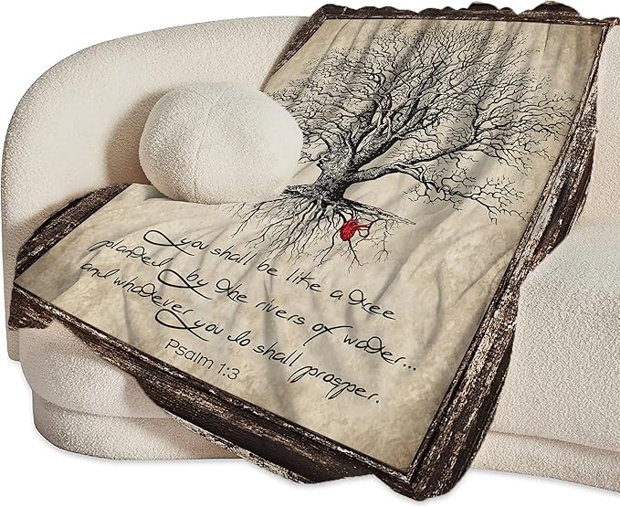 Christian Tree of Life Throw Blanket - Soft, Warm & Cozy Fleece for Women & Men - 80"x60"