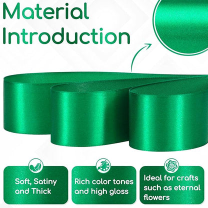30 Yards Green Ribbon 1-1/2 Inch, Green Satin Ribbon for Gift Wrapping, Christmas, Flower Bouquet, Crafts, Halloween, Wedding and Bow Making
