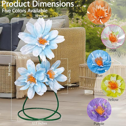 Giant Daisy Fake Flowers for Decoration,37.8" Large Faux Daisy,Big Artificial Flower with Stand for Home Decor,Garden,Hotel,Office,Photography Props,Wedding,Art Gallery,Shop Window Display(Blue)