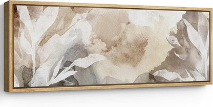 SIGNFORD Large Framed Canvas Print Wall Art Whispers of Nature an Abstract Watercolor Illustrations Modern Art Relax/Calm Warm for Living Room, Bedroom, Office - 60"x20"