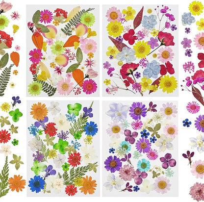 150 Pcs Pressed Flowers Bulk Dried Flower for Crafts, Dried Wildflowers Leave Natural with Tweezer for Resin Mold Scrapbooking Nail Soap Making DIY