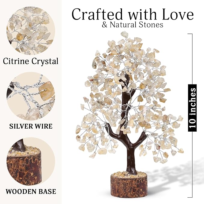 FASHIONZAADI Citrine Crystal, Reiki Tree, Artificial Tree, Citrine Stone, Spiritual Decor, Living Room Decor, Money Tree, Meditation Gifts, Citrine Crystal