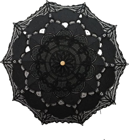 Handmade Black Lace Parasol Umbrella Wedding Bridal 30 Inch Adult Size