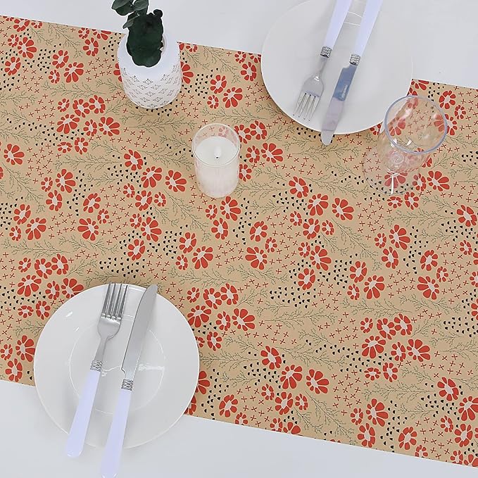 Aimyoo Kraft Floral Wrapping Paper Jumbo Roll, All Occasion Flower Gift Wrap Paper for Wedding Bridal Shower Birthday, 17 in x 60 ft
