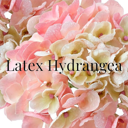4Pcs 21 inches Real Touch Hydrangeas Artificial Hydrangeas Pink Flowers Faux Hydrangea for Kitchen Living Room Porch Home Decor Baby Shower Party Wedding Christmas Xmas Table Centerpiece