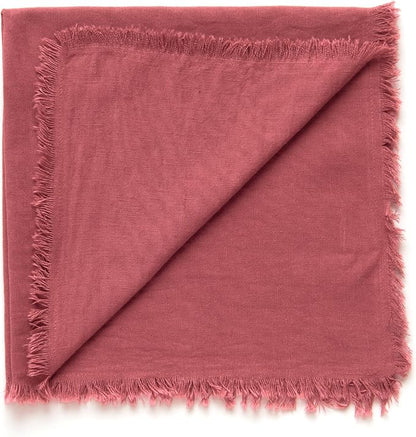 ACCENTHOME Blush Cotton Linen Napkin Set of 12 18x18 inch Dinner Napkins - Washable Soft Premium Hotel Quality Reusable Hemmed Edges Napkins Perfect Table Linens for Family Dinners, Weddings