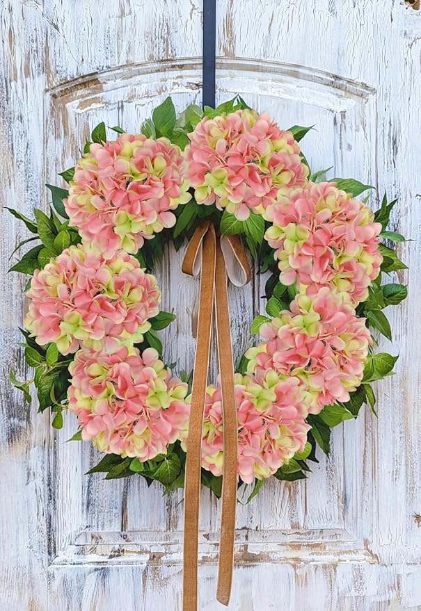 Hollyone Dark Pink Silk Hydrangea Artificial Flowers Heads 7.4inch Large Fake Hydrangea 4Pcs Full Faux Flowers with Stems for Wedding Party Table Centerpieces Flower Arrangement Home Decor