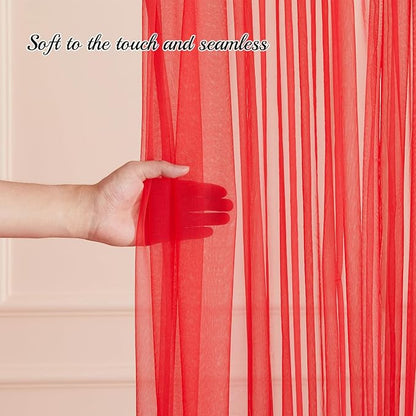 20x10 Red Tulle Backdrop Curtains for Parties, Sheer Backdrop Curtain Wedding Photo Background Drapes for Baby Shower Photography Birthday Party