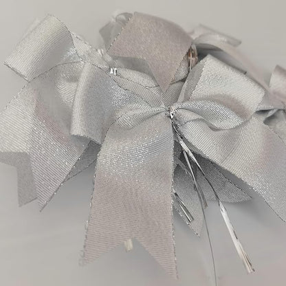 36pcs 4-1/2" Metallic Silver Bows with Twist Ties for Gift Wrapping Packing Christmas Decoration (4.5",Silver)