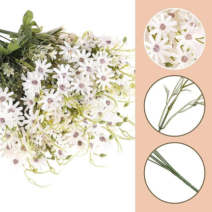 Artificial Flowers Wildflowers Silk Daisy Spring Fake Daisies Decoration Summer UV Resistant Colorful Mixed Bundles Faux Greenery Outdoor Plant Stem Filler for Home Decor Indoor Floral Arrangements