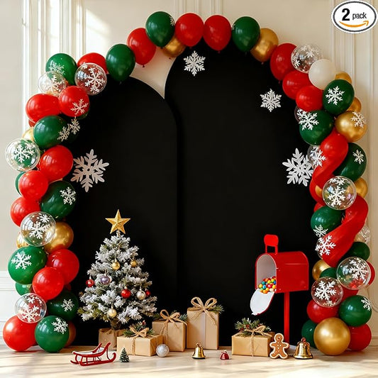 Black Arch Backdrop Covers - 7.2FT, 6FT Spandex Fitted Wedding Arch Stand Covers Double-Sided Arch Covers Stretchy Backdrop for Christmas Party, Wedding, Birthday, Baby Shower Decorations