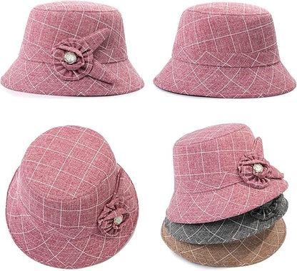 Glamorstar Cloche Hats for Women Vintage Bowler Hat Floral Fedora Bucket Hats