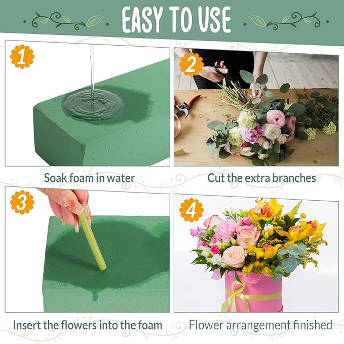 Nuenen 20 Pcs Floral Foam Blocks for Flower Arrangements 7.9 x 3.5 x 2.4 Inches Green Florist Foam Bricks Dry Wet for Fresh or Artificial Flowers Craft Plant for Wedding Garden Decorations