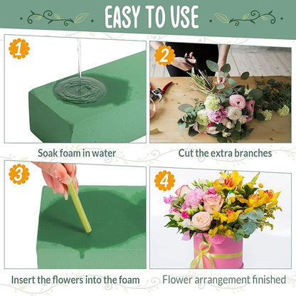 Nuenen 20 Pcs Floral Foam Blocks for Flower Arrangements 7.9 x 3.5 x 2.4 Inches Green Florist Foam Bricks Dry Wet for Fresh or Artificial Flowers Craft Plant for Wedding Garden Decorations