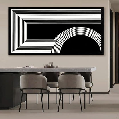 TAIJXAGSG Large Abstract Wall Art Black And White Wall Art Geometric Line Print Painting Artwork Canvas Art Wall Decor Simple Picture Artwork For Living Room Bedroom Office Home Decor 29"X 58"