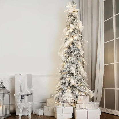 KI Store White Christmas Tree Picks Sprays Set of 20 Glittered Twigs Decor for Christmas Tree Decoration Wreath Garland Floral Arrangement