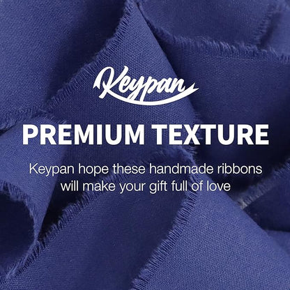 Navy Blue White Ribbon 1-1/2 x 15 Yards Handmade Cotton Frayed Fringe Fabric Ribbons for Crafts Flower Bouquets Wedding Baby Shower Home DIY Decor
