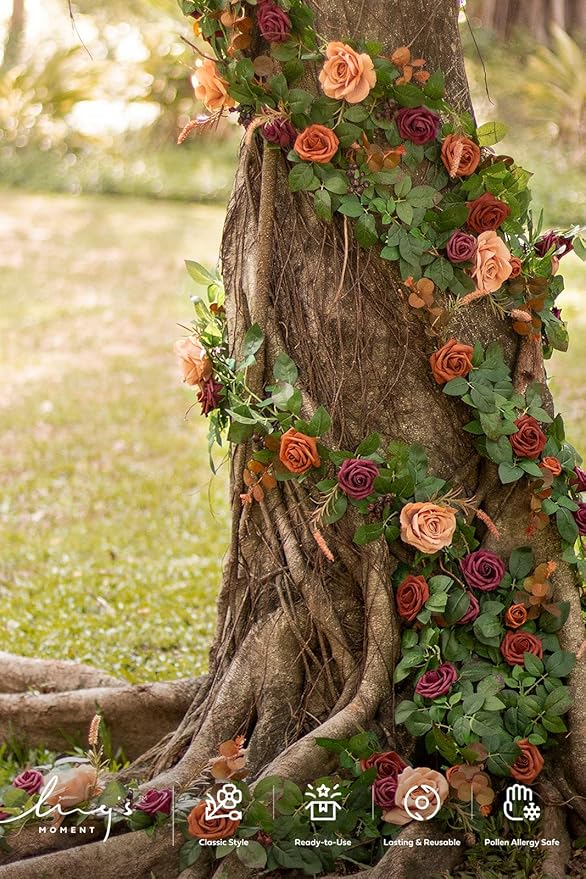 Ling's moment Artificial Flowers, 25Pcs 3" Roses in Amber Shades, Realistic DIY Foam Floral Decor for Wedding Bouquets/Centerpieces, Outdoor Party Backdrops, Room/Table, and Garden/Pot Decorations