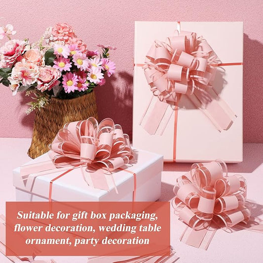 WILLBOND 20 Pieces 6 Inch Pull Bows Gift Wrapping Ribbon Pull Bows for Christmas Wedding Baskets Valentine Multicolor Wrap Accessory for Gift Present Holiday Decor(Gouache Pink)