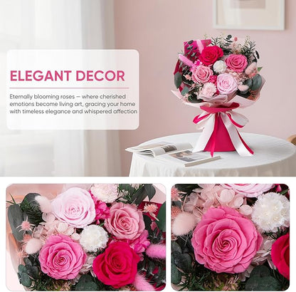 Flowers for Delivery Preserved Flower Fresh Bouquet Forever Flowers Birthday Gifts for Women Mom Anniversary Pink Real Rose Gifts for Grandma Sister Wife Her from Daughter Home Wedding Decor