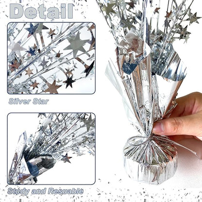 12 Pack Metallic Foil Spray Centerpiece Star Table Decoration Burst Table Centerpieces for New Years Nye Birthday Wedding Anniversary Graduation Holiday Party Supplies Decor, Silver