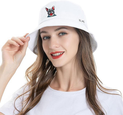 ZLYC Unisex Fashion Embroidered Bucket Hat Summer Fisherman Cap for Men Women