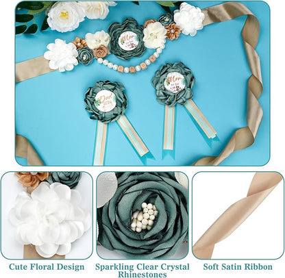 INSYOHO Woodland Baby Shower Decorations - Adjustable Safari Theme Maternity Belt with Jungle Animals Baby Shower Decorations, Gender Reveal Party Supplies for Mom to Be