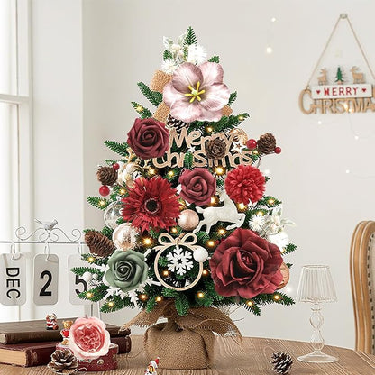 YYHUAWU Artificial Christmas Flowers Combo Box Set Fake Flowers Leaf with Stems for DIY Tree Ornaments Xmas Wreath Floral Arrangements Centerpieces