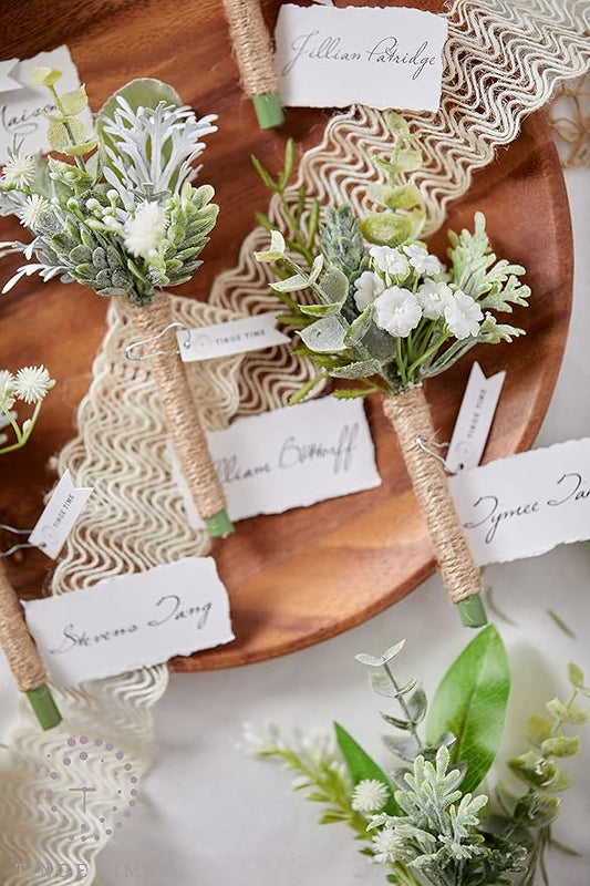 TINGE TIME Boutonniere for Men Wedding,Artificial Greenery Boutineers for Wedding Ceremony Anniversary, Formal Dinner Party and Rustic Spring Wedding Marriage (10, Fresh Green)