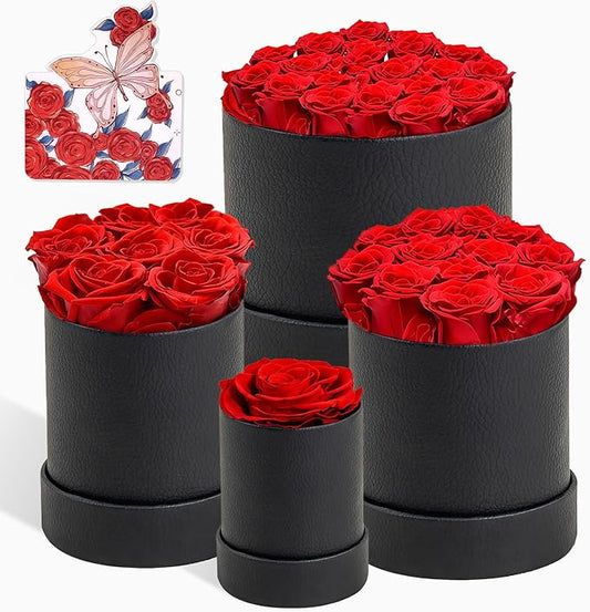 Forever Flowers Preserved Roses in Box, Preserved Flowers Gift with Customizable Greeting Card- Perfect for Women Her Christmas, Valentine’s Day, Anniversary, Birthday (1/7/9/12 Roses)