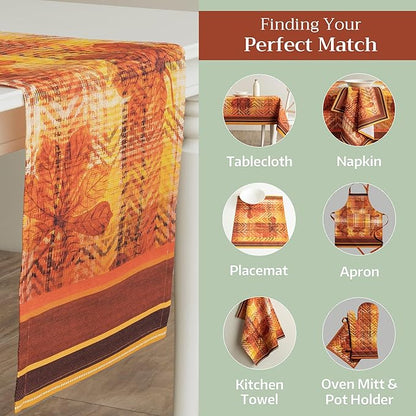 Maison d' Hermine Table Runner 100% Cotton Single Layer Table Runners 108 inches Long for Thanksgiving Christmas Decorations Home Kitchen Dining Party Wedding (Thanksgiving Tartan, 14.5" x 108")