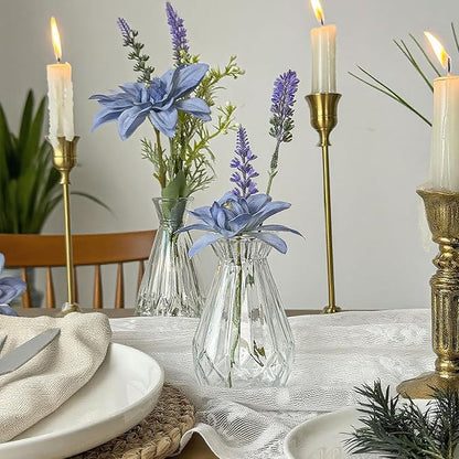 Glass Bud Vase Set of 5 Pcs Small Minimalist Vases for Flowers, Vintage Rustic Home Decor for Table Centerpiece Wedding Party, Modern Clear Aromatherapy Bottle for Living Room Bedroom