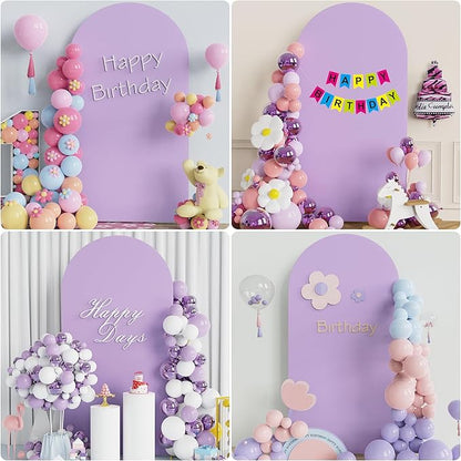 Wokceer 6.6FT Wedding Arch Cover Spandex Fitted Wedding Arch Stand Covers Round Top Chiara Arch Backdrop Cover for Birthday Party Ceremony Banquet Decoration Lavender