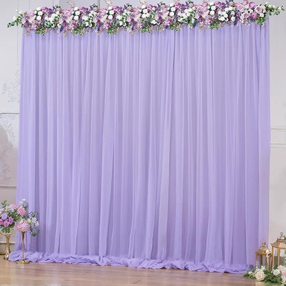 10x10ft Purple Tulle Backdrop Curtain for Parites, Sheer Backdrop Curtains for Wedding Baby Shower Birthday Party Photo Shoot Decorations