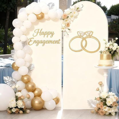 6.6FT Ivory Arch Backdrop Cover - Polyester Fitted Wedding Arch Stand Covers Round Top Chiara Arch Backdrop Cover for Birthday Party Banquet Photo Background Decoration