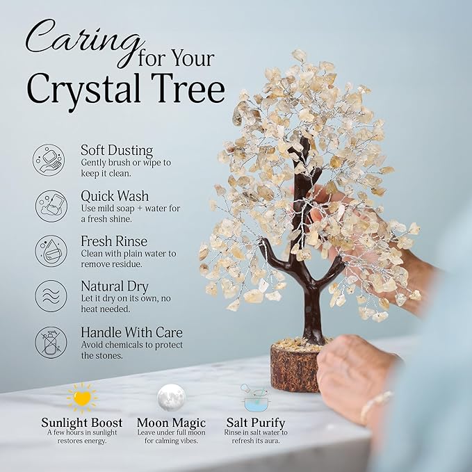 FASHIONZAADI Citrine Crystal, Reiki Tree, Artificial Tree, Citrine Stone, Spiritual Decor, Living Room Decor, Money Tree, Meditation Gifts, Citrine Crystal
