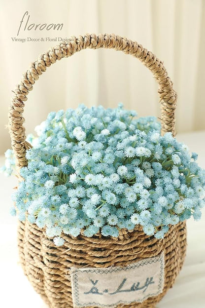Floroom 18pcs Artificial Babys Breath Gypsophila Greenery Sprays, Real Touch Dusty Blue Fake Flowers for Wedding Bouquets Centerpieces Floral Arrangements and Decorations