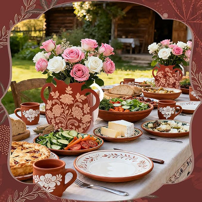 12 Pcs Platos De Barro Mexicanos Cielito Lindo Paper Flower Vase Centerpiece Party Decor Mexican Gift Boxes Terracotta Clay Pottery Cinco De Mayo Table Decoration(Brown)