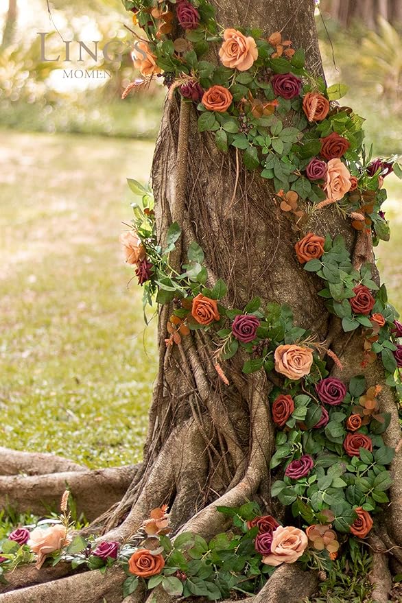 Ling's moment Artificial Flowers, 50Pcs 3" Roses in Amber Shades, Realistic DIY Foam Floral Decor for Wedding Bouquets/Centerpieces, Outdoor Party Backdrops, Room/Table, and Garden/Pot Decorations