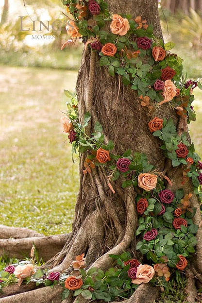 Ling's moment Artificial Flowers, 50Pcs 3" Roses in Amber Shades, Realistic DIY Foam Floral Decor for Wedding Bouquets/Centerpieces, Outdoor Party Backdrops, Room/Table, and Garden/Pot Decorations