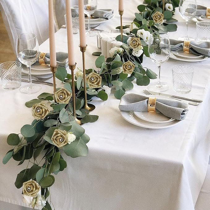 IPOPU Gold Roses,25PCS Glitter Roses Bouquet Gold Artificial Roses with Crystal for Christmas Wedding Bouquet Home Party Decoration(Gold)