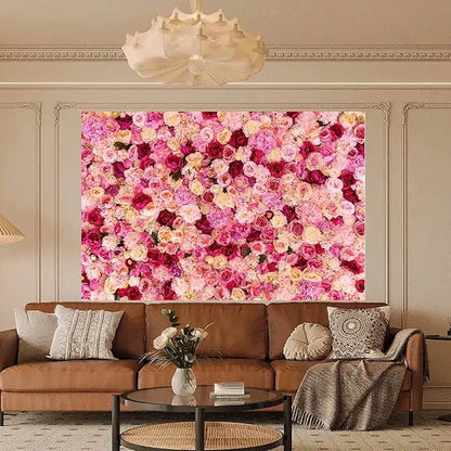 Pink Red Rose Flowers Theme Photography Background Baby Shower Wedding Happy Birthday Photo Backdrop Dessert Cake Table Floral Decoration Studio Props Banner Decor Background 10x8ft