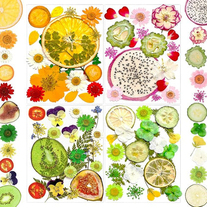 75Pcs Pressed Dried Flowers Fruits for Resin Molds, Real Natural Bulk Assorted Dry Floral Leave for DIY Art Crafts, Epoxy Jewelry, Candle, Soap Making, Nails Decors Gifts
