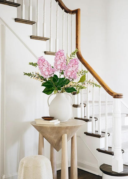 3PCS Fake Flowers Hydrangea Artificial Flowers 28" Long Stem Pink Faux Flowers for Vase, Real Touch Silk Flowers Décor for Floral Arrangement Home Farmhouse Office Hotel Decoration