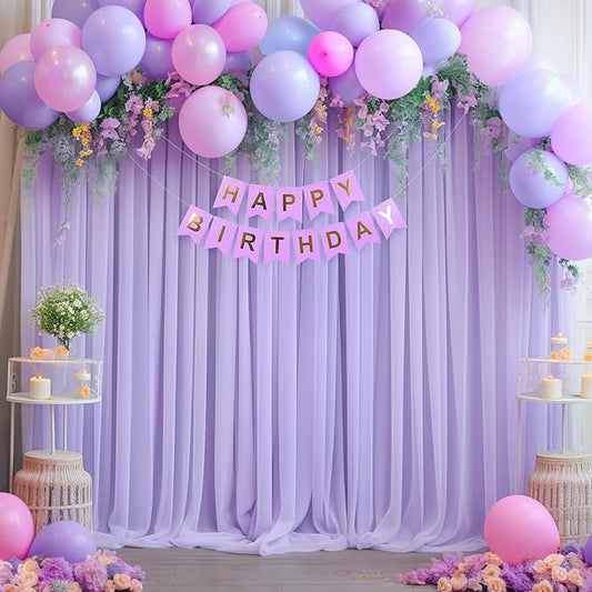 20ft X 10ft Purple Tulle Backdrop Curtain for Parites, Sheer Backdrop Curtains Fabric Drapes for Wedding Ceremony Arch Party Stage Decorations