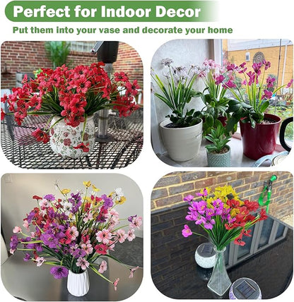 Nepfaivy Artificial Flowers for Outdoors Realistic - 27 Bundles Uv-Resistant Fake Flowers for Outdoor Planters, Fade-Proof Silk Faux Flowers Plants for Outside Garden Porch Window Box Decoration