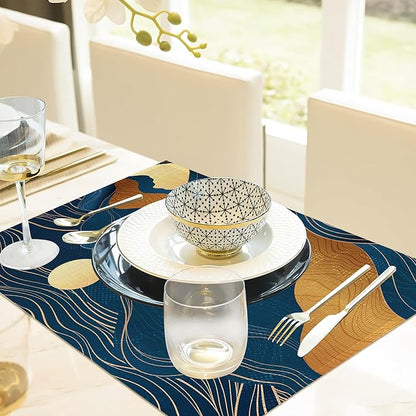 Mountains Sun Nature Scenery Placemats Set of 6, 12x18 Inch Waterproof Stain Resistant Linen Table Placemats Summer Seasonal Farmhouse Kitchen Party Decor Home Decor