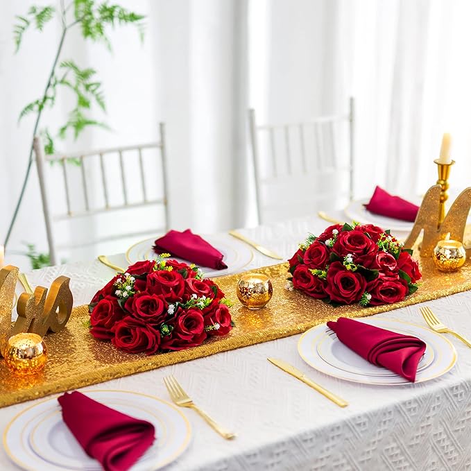 Flower Centerpieces for Wedding Tables: Wedding Table Decorations Crimson Flower Balls Centerpieces for Engagement Cerebration Party Center Pieces 10 Packs