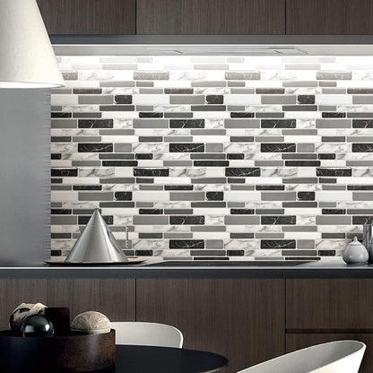 Art3d 12"x12" Peel and Stick Backsplash Tile for Kitchen, Marble Grey (6-Sheet)