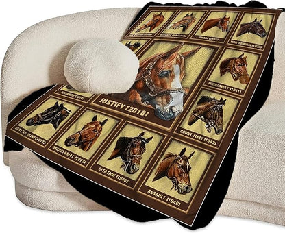 Racing Horse Blanket Throw for Girls Boys Men Women Kids Adults - Soft Warm Cozy Fleece for Couch Sofa Bed - Horse Gifts and Decor - 80"x60"